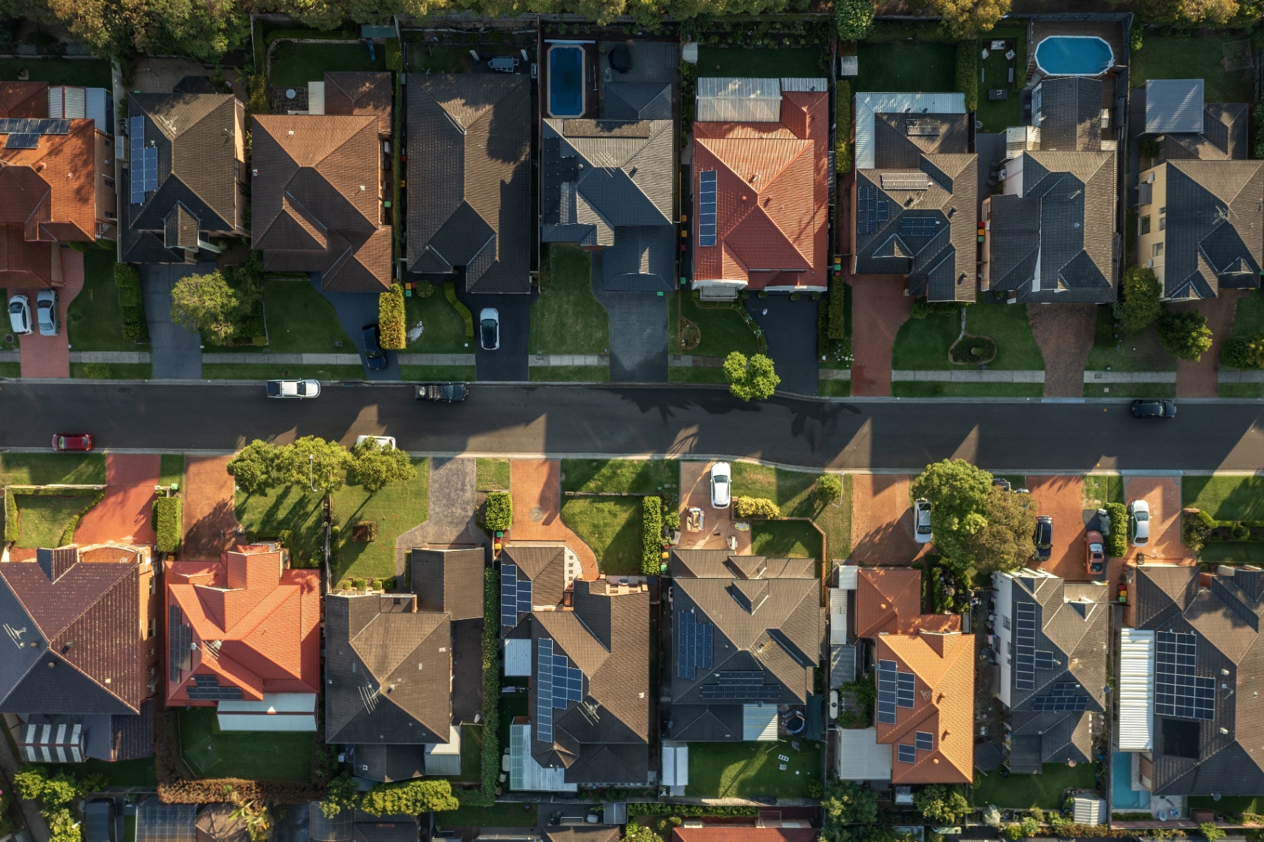 Aerial view of a Tulsa neighborhood showing residential rooftops