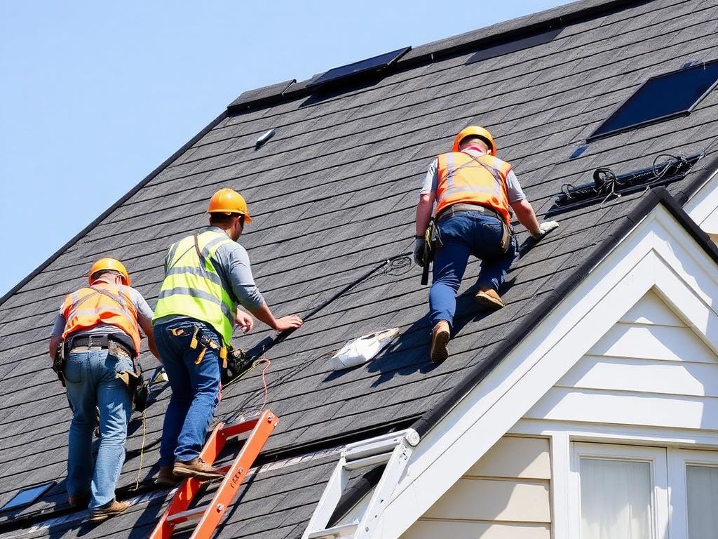 Professional roofing services being done by Action Exteriors