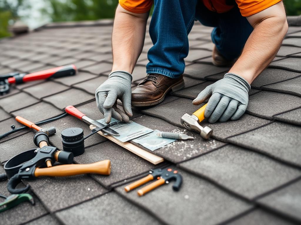 Roof repair in progress