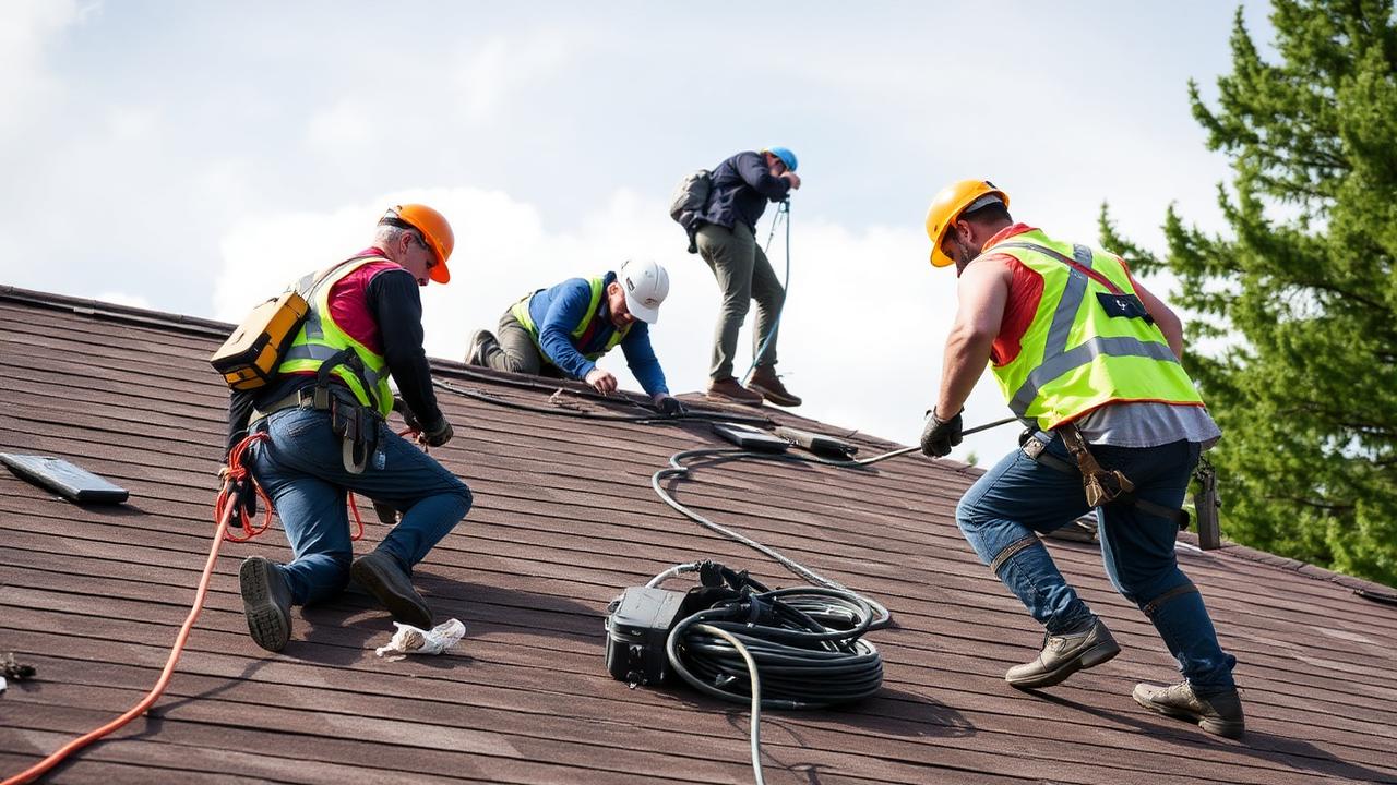 Action Exteriors crew on roof