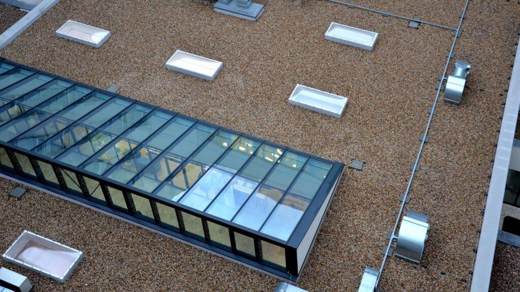 A commercial roof that was replaced by Action Exteriors Austin.