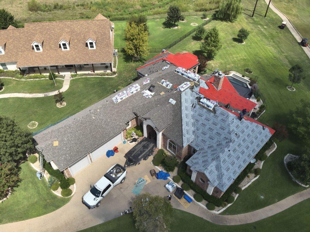 A roof that is being repaired in central teas by Action Exteriors