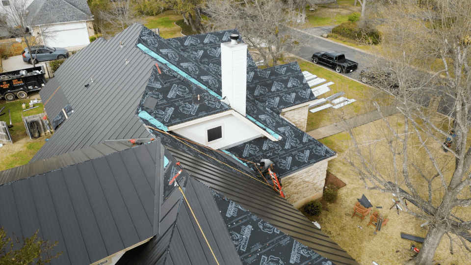 Residential metal roofing in fort worth on a home that needed help from Action Exteriors Fort Worth.