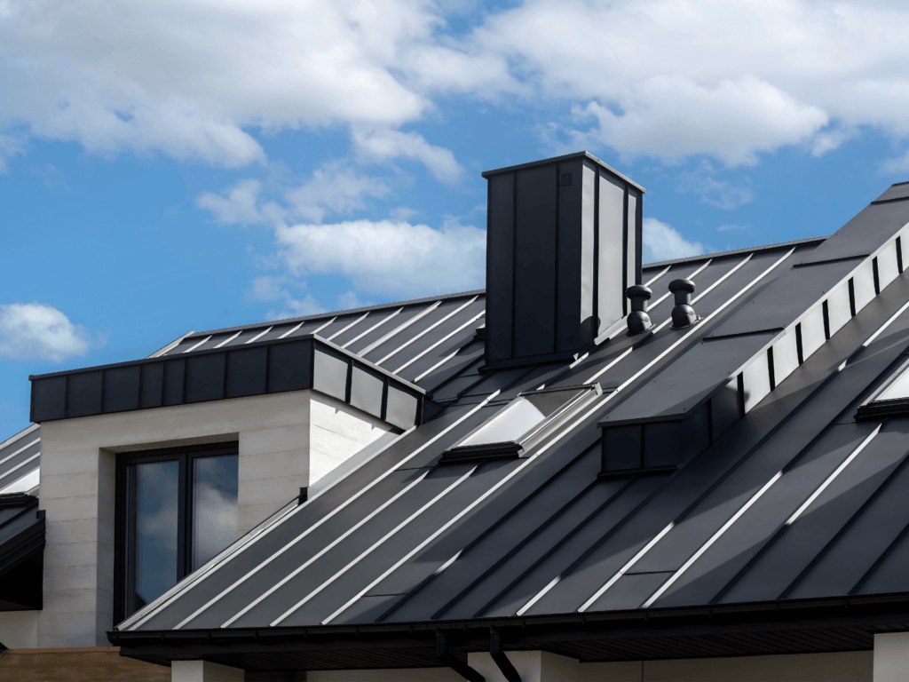 Metal roofing on a commercial building by action roofing exteriors