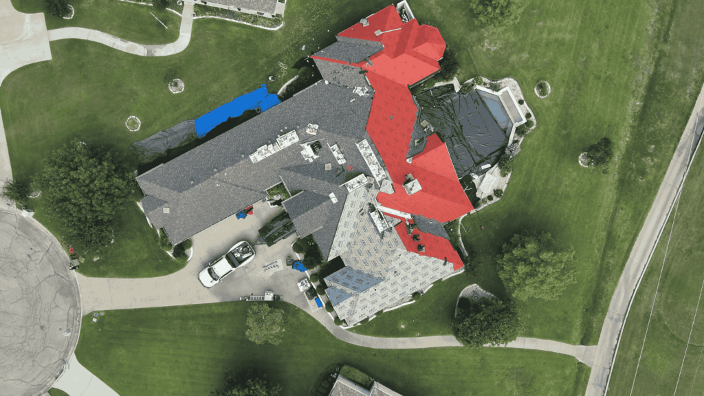 Residential Roof Replacment. Residential house in the process of having the roof replaced_Action Exteriors